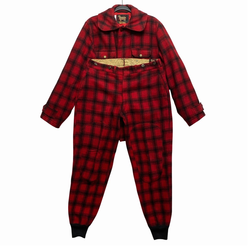 Woolrich Hunting Suit Mens L Red Buffalo Plaid Wool Jacket and Pants Set